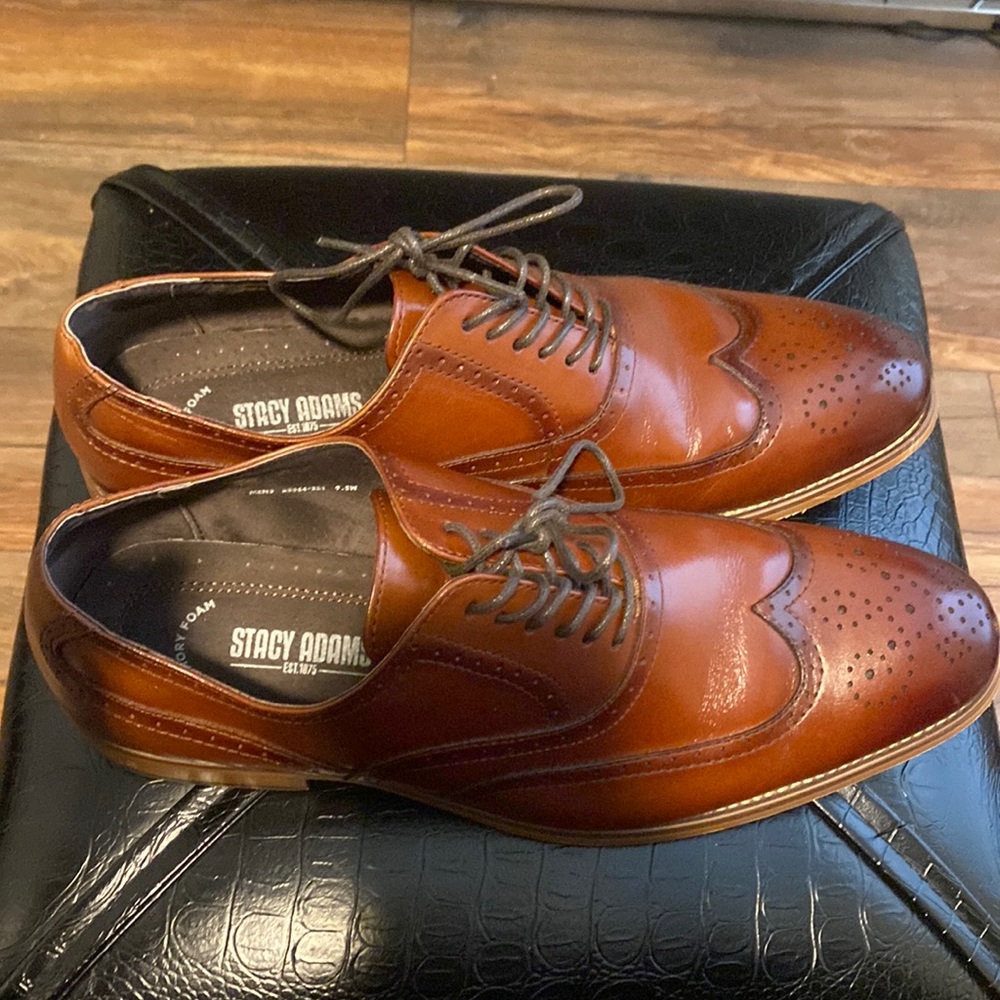 Stacy Adams Dress Shoes, Brown, Size 9 1/2